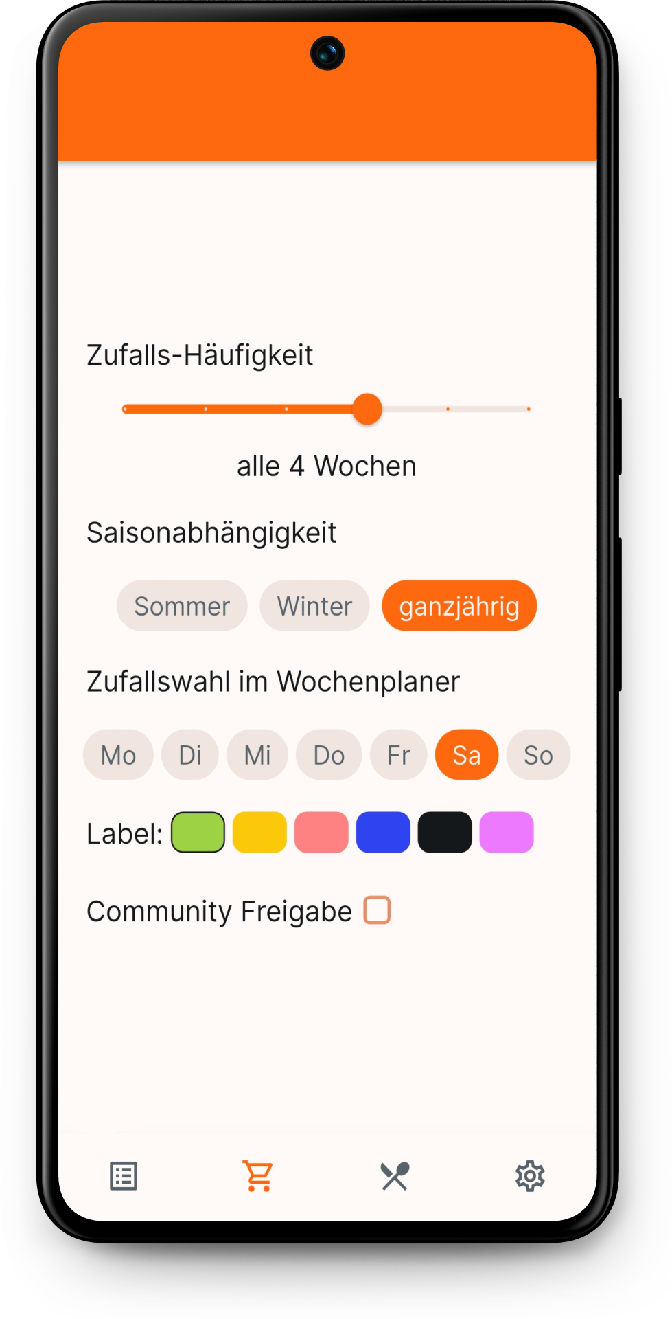 Wochenplan in der MealFlow App